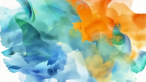 Abstract Flowing Blue and Orange Watercolor Background