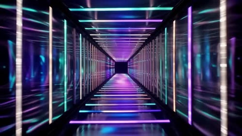 Futuristic Neon Glowing Tech Tunnel Loop