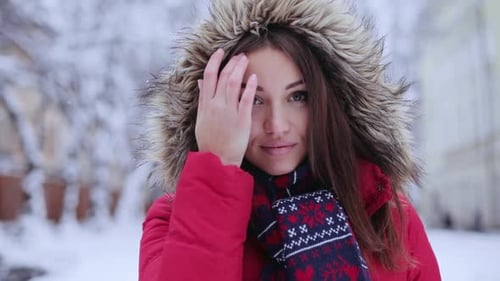 Portrait Close Up Face Beautiful Young Woman Smiling Looking Camera Charming Happiness Holiday