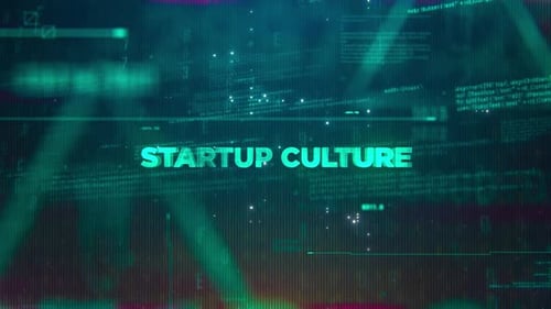 Startup Culture Word On High Technology Futuristic Background