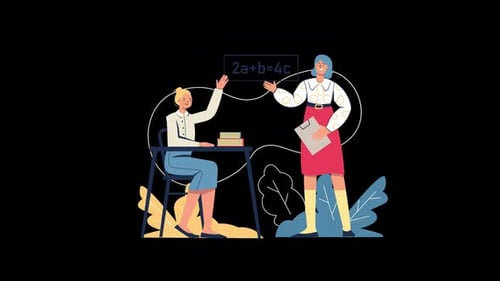 Education Classroom Animation with Teacher and Student