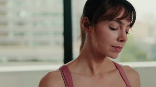 Woman Stretching Her Neck Indoors