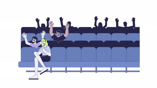 Theater audience clapping on seats 2D characters animation