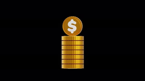 Animated 3D Golden Dollar Coin Stack