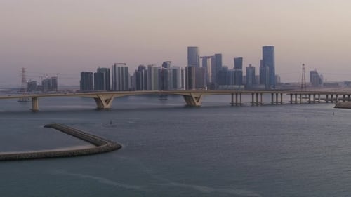 Aerial view of the Louvre, an art museum in Abu Dhabi.