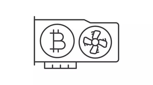Tarjeta gráfica animada para el icono de minería de bitcoins