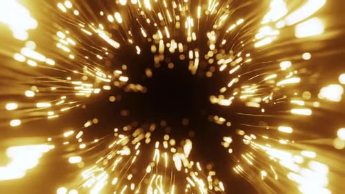 Abstract Golden Light Particles Tunnel Animation