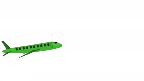 Green Color Airplane Moving Animated
