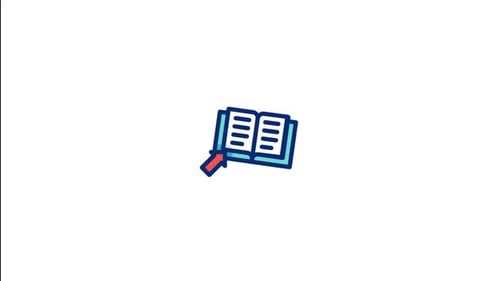 Animated Book and Magnifying Glass Icon for Research and Education