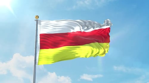 Realistic 3D Flag Waving Animation with Blue Sky