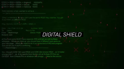 Digital Shield Text On Hacking Background Screen