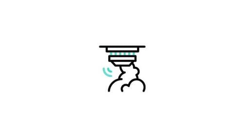 Animated Flat Design Smoke Detector Icon with Rising Smoke