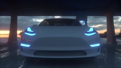 Charge Station for Electric Cars Electric Car at Charging Station