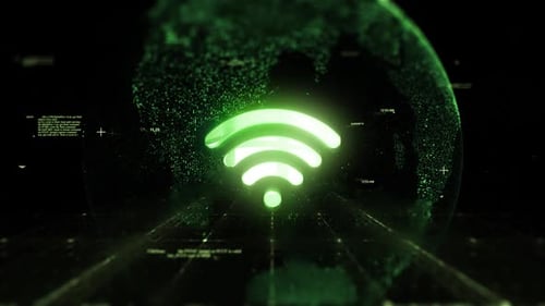 Futuristic Digital WiFi Icon Reveal on Technology Globe