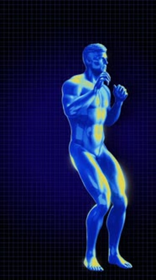 Glowing Digital Human Fighter Animation