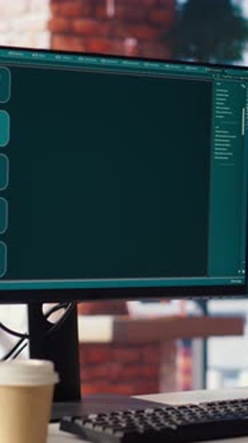 Focus on AI LLM Chatbot PC GPT Software on PC Monitor in Modern Home Office