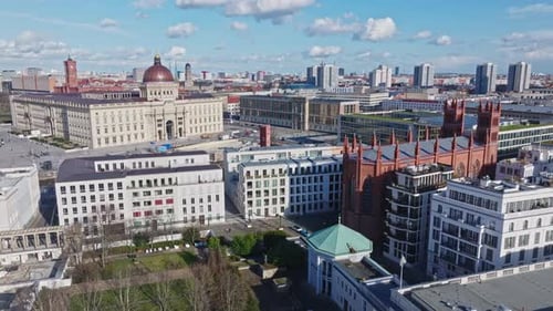Aerial view revealing Berlin city center , Germany