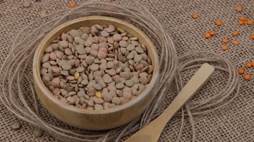 Green Lentils Spoon