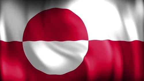 Greenland National Flag Waving in Realistic Motion Loop