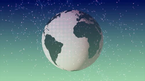 Earth planet with plexus background, science and technology video concept. Vd 989