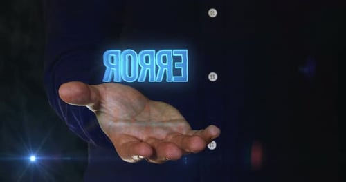 Error warning symbol over hand