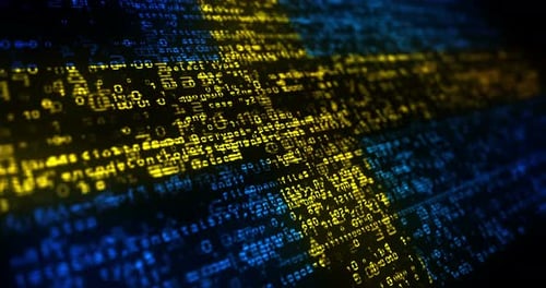 Animated Swedish Flag Digital Code Cyber Attack