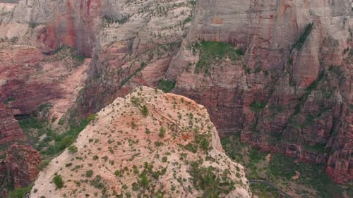 Aerial 4K footage of Angels Landing in Zion National Park, Utah, USA.