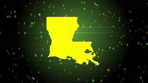 Louisiana State Map Reveal with Digital Tech Effect