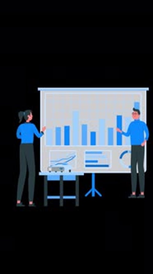 Office Worker Showing Business Presentation To His Boss Vertical Alpha Channel