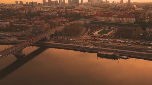 City panorama, Warsaw skyline, Warsaw skyscrapers, City of Warsaw skyline at sunset in Poland, Warsa