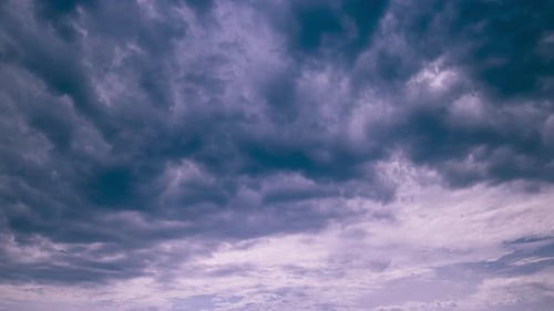 Clouds Moving In Blue Sky From Day To Dusk Transition Timelapse Abstract Bold Blue Color Natural