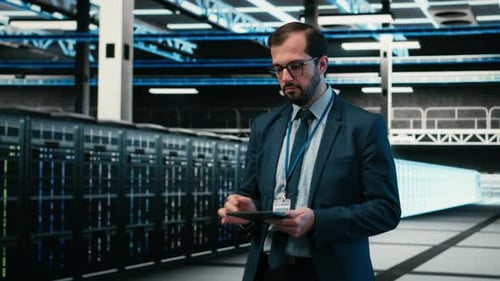Data Center Software Developer Using Tablet and Augmented Reality