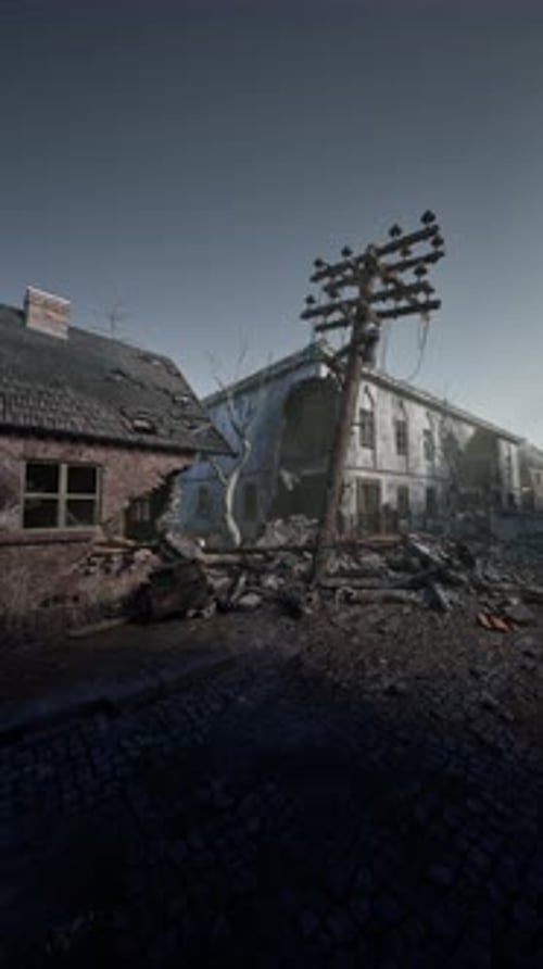 Building With Telephone Pole in Foreground