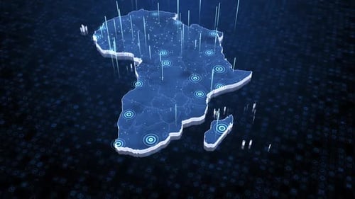 Digital Africa Map with Futuristic Data Network Connections