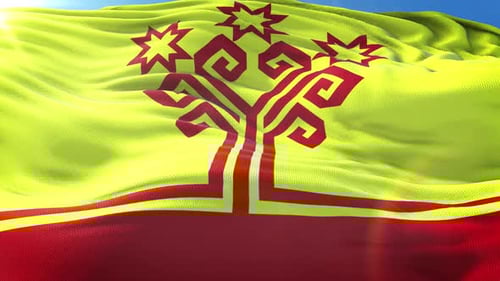 Realistic Waving Stylized Red and Yellow Flag Loop