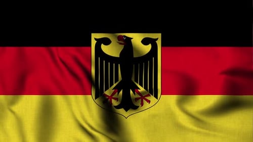 Realistic Waving German Flag with Federal Eagle Emblem