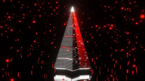 White And Red Cyberpunk Christmas Tree Background Vj Loop In HD