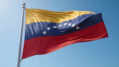 Venezuela Flag Waving Loop against Clear Blue Sky