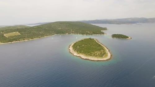 A fantastic shot of a beautiful Croatian island. The sea shown from a drone.