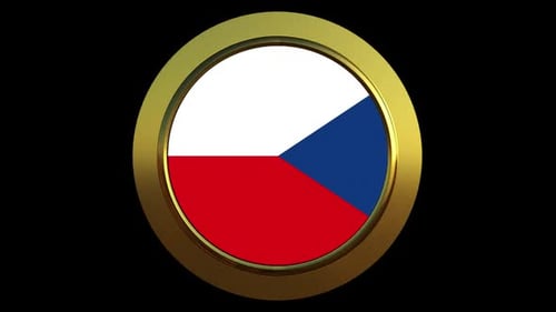 Czech Republic Flag Gold Coin Rotation 3D Animation