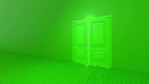 Porte de la chambre verte s'ouvrant à une lumière vive