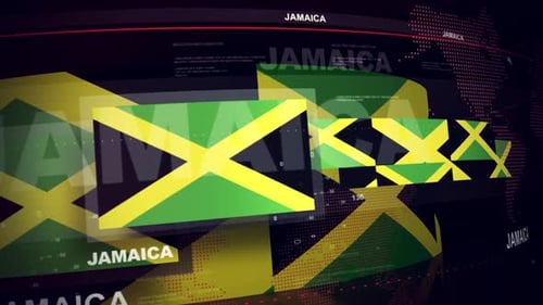 Dynamic Jamaica Flag Animation with Digital Overlay