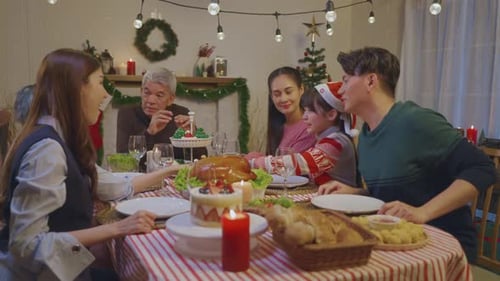 Family Gathered for Festive Christmas Celebration at Home