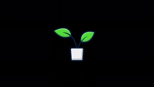 Animated Plant Pot in Flat Design Style