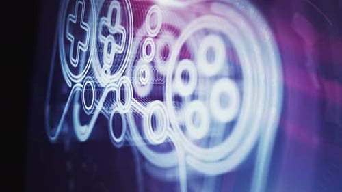 Esport retro video game pad symbol loop digital concept