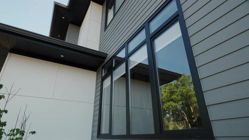 Windows in a New Building Construction of Houses Move Camera