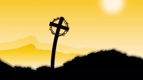 Easter Cross Silhouette with Crown of Thorns Animation