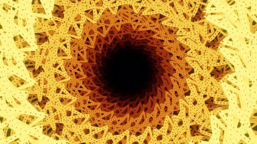 3D Rendering of Yellow Kaleidoscopic Patterns Moving in Loop