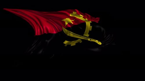 Realistic Angolan Flag Waving Animation Loop