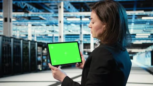 Isolated Screen Tablet in Data Center Used By Software Developer